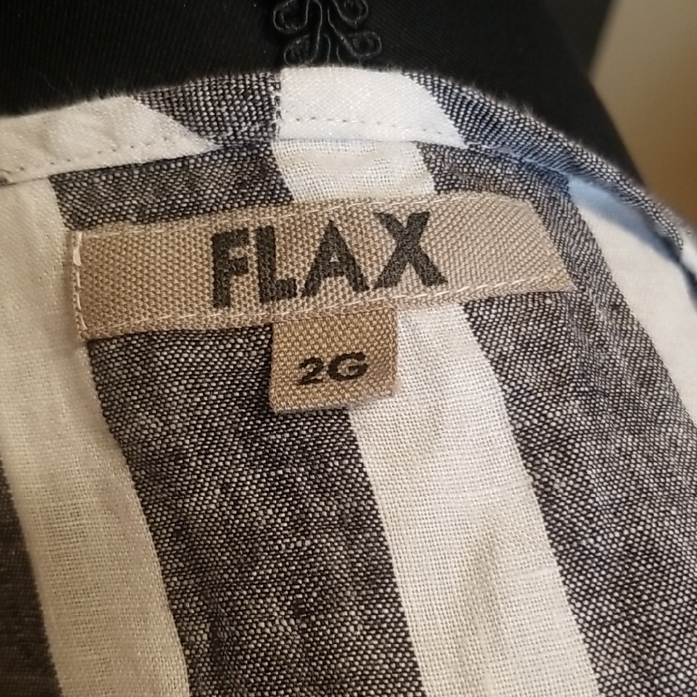 Flax Playful 100% Linen Plus Nautical Stripe Boxy Oversized Lagenlook Tunic Top - Picture 10 of 11